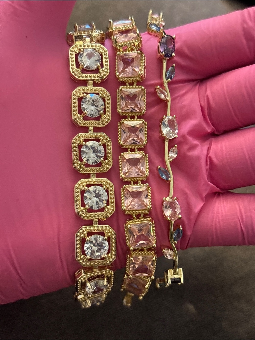 Pretty Bird Yellow Gold Round-Cut, Princess-Cut & Rose-Inspired CZ Bracelets